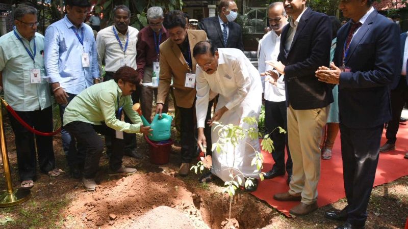 Vice President of India Planting a Sapling in Bengaluru